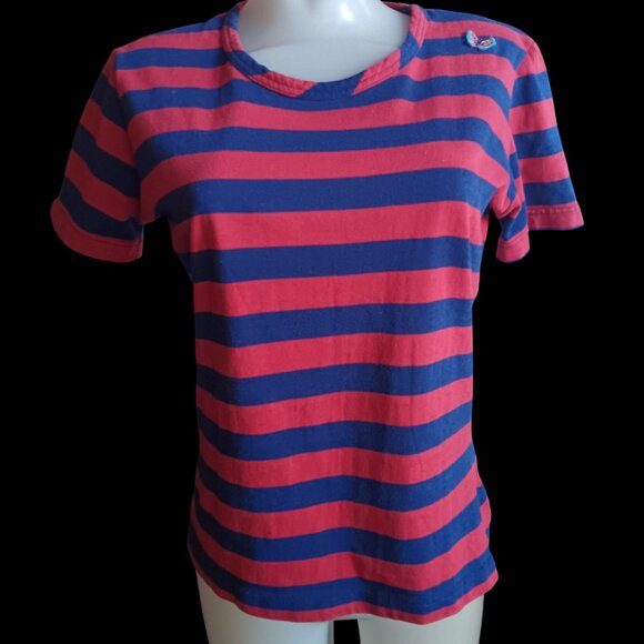 Vintage Women's Medium T-shirt Single Stitch 1970's Striped Butterfly Patch boho - Picture 3 of 7